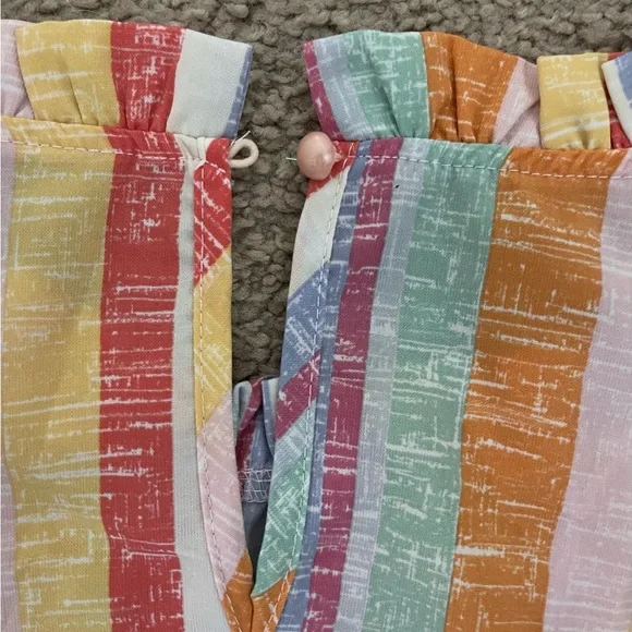 Colorful Striped Ruffle Top - Picture 2 of 3